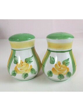 Vintage Royal Norfolk Green & Yellow Floral Salt & Pepper Shakers